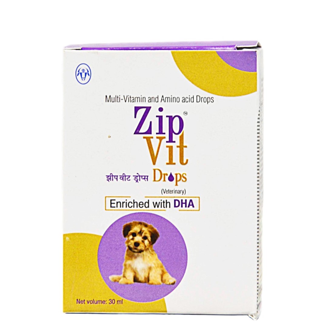 INTAS ZipVit Multi-Vitamin Amino acid Drops for Dogs,Cats & Birds 30ml